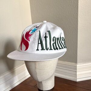 White Atlanta 1996 Olympic Cap with Red and Green Embroidery